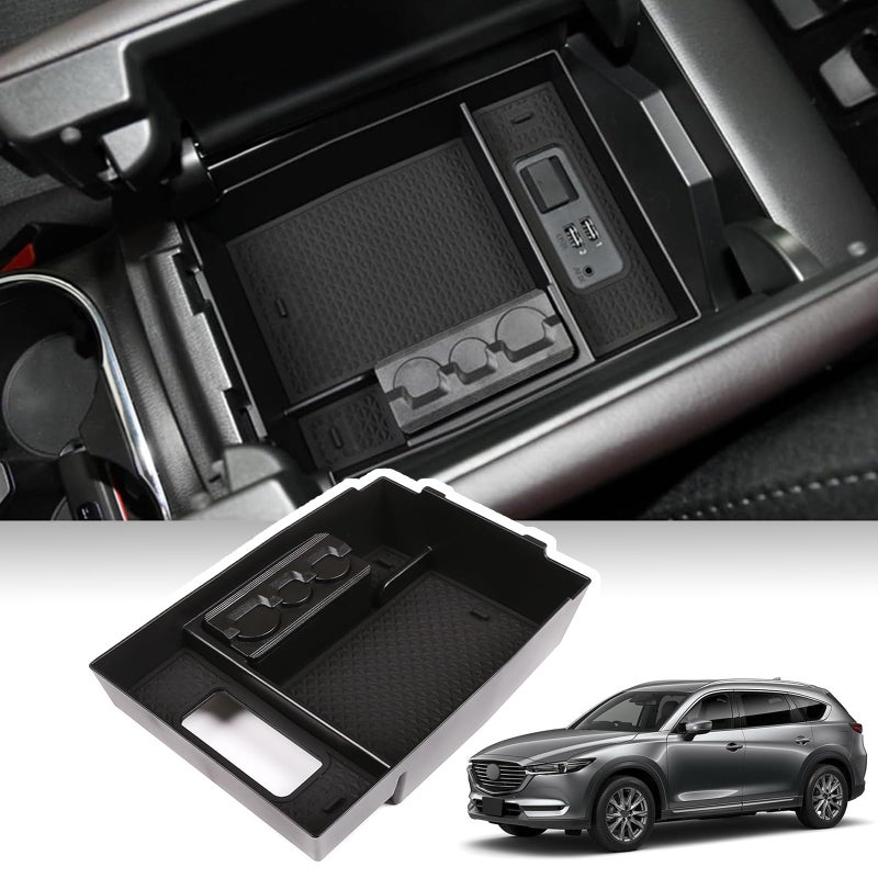 LLKUANG لسيارة مازدا CX-8 CX-9 2016-2024 CX8 CX9 صندوق تخزين مركزي لتنظيم علبة الذراع المركزية لسيارة - Image 1